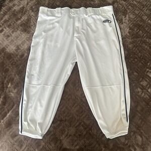 Rawlings Pro-Dri Baseball Pants Mens‎ XL White Knickers Piped Cuffs Stretch